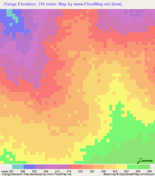 Zianga,Mozambique Elevation Map