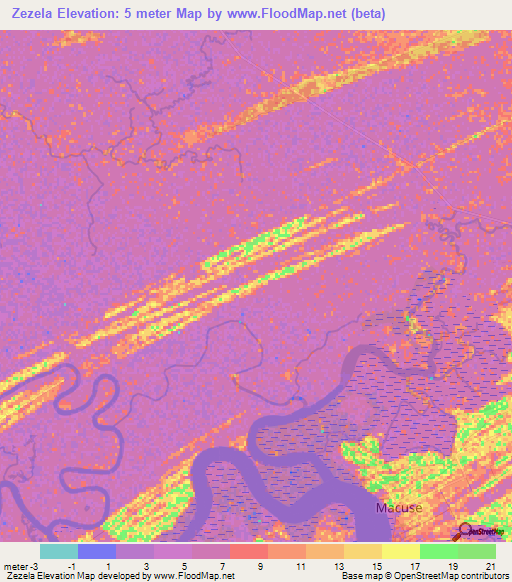 Zezela,Mozambique Elevation Map