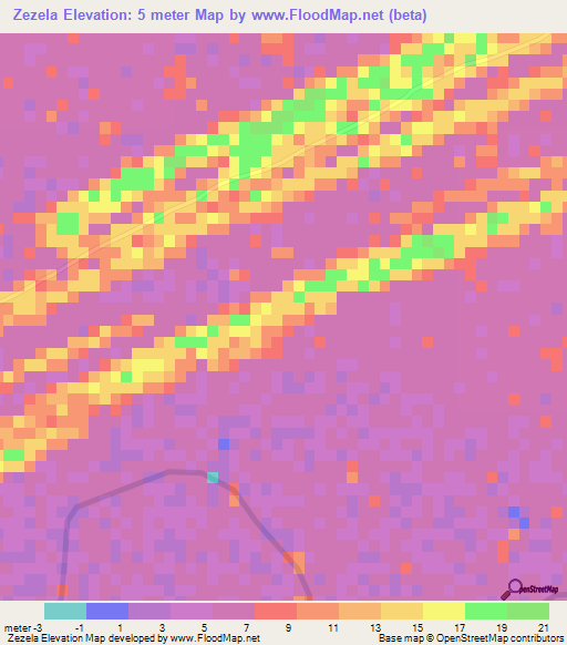 Zezela,Mozambique Elevation Map