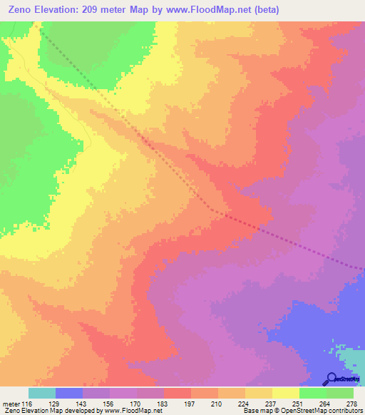 Zeno,Mozambique Elevation Map