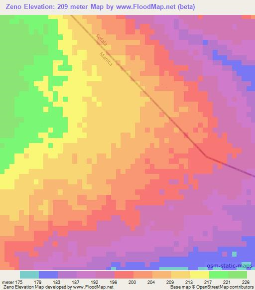 Zeno,Mozambique Elevation Map