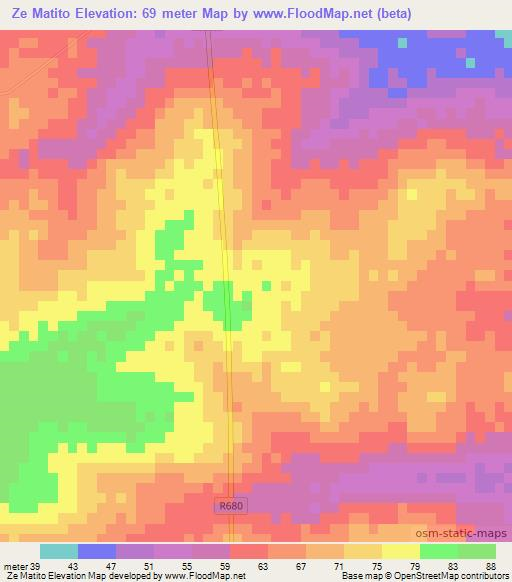 Ze Matito,Mozambique Elevation Map