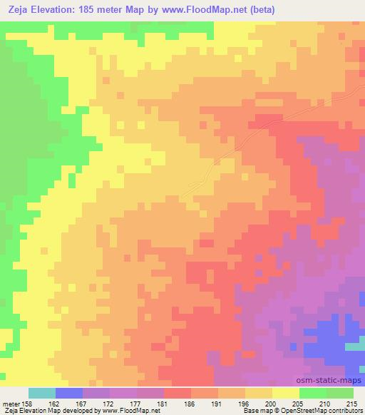 Zeja,Mozambique Elevation Map