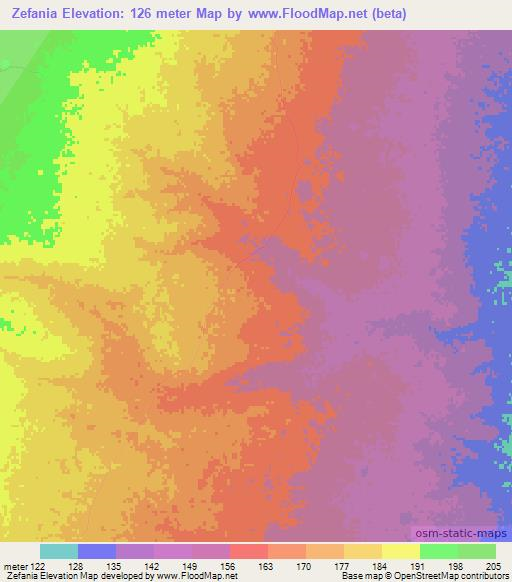 Zefania,Mozambique Elevation Map