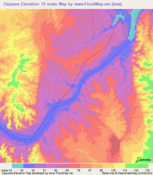 Zaquene,Mozambique Elevation Map