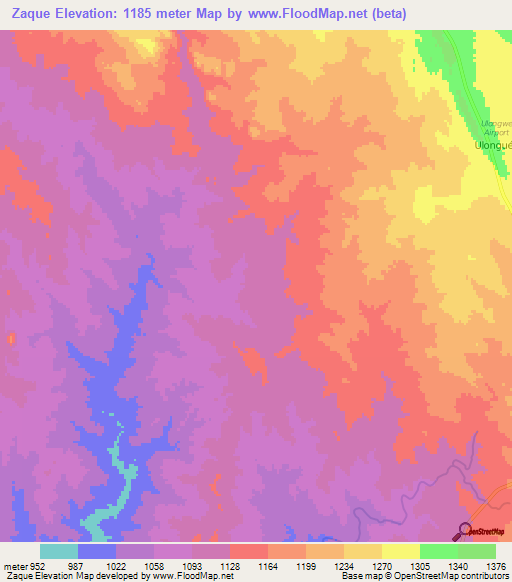 Zaque,Mozambique Elevation Map