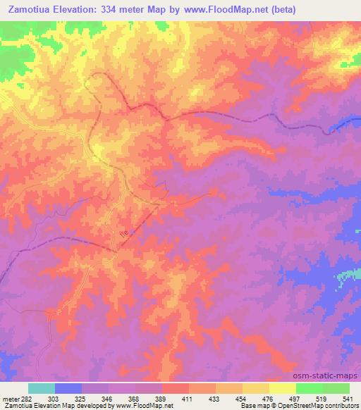 Zamotiua,Mozambique Elevation Map