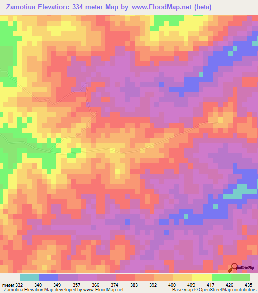 Zamotiua,Mozambique Elevation Map