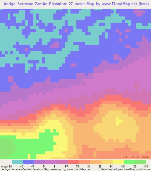 Antiga Serracao Zamite,Mozambique Elevation Map
