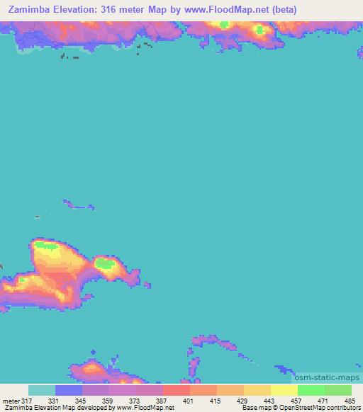 Zamimba,Mozambique Elevation Map