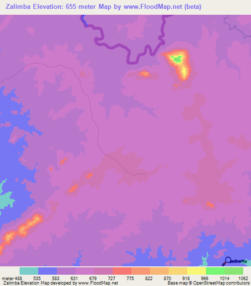 Zalimba,Mozambique Elevation Map