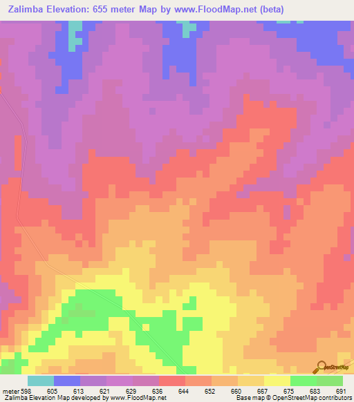 Zalimba,Mozambique Elevation Map