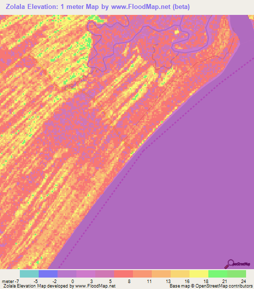 Zolala,Mozambique Elevation Map