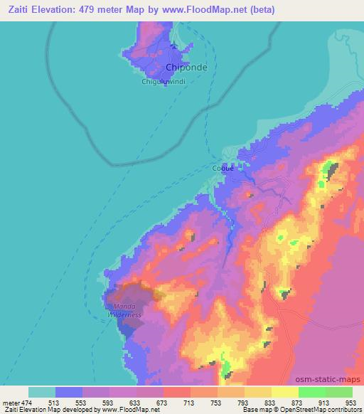 Zaiti,Mozambique Elevation Map