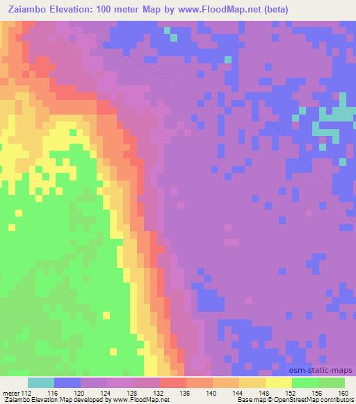 Zaiambo,Mozambique Elevation Map