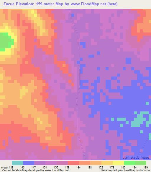 Zacue,Mozambique Elevation Map