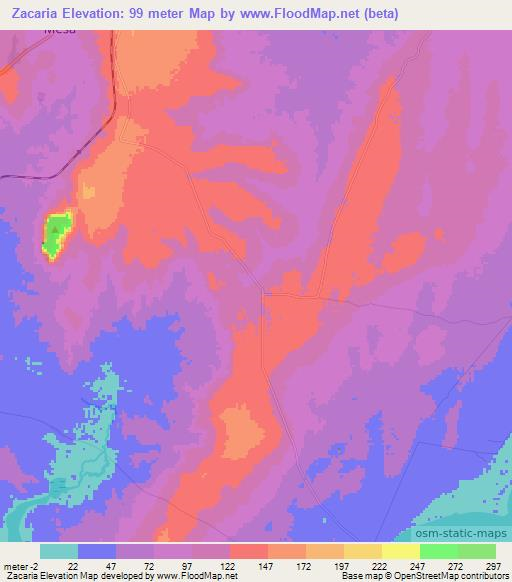 Zacaria,Mozambique Elevation Map