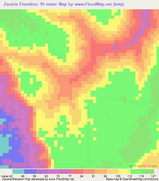 Zacaria,Mozambique Elevation Map