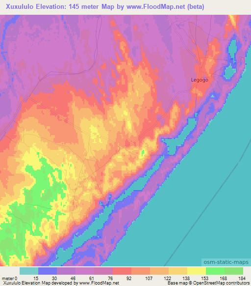 Xuxululo,Mozambique Elevation Map
