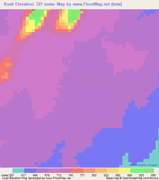 Xuati,Mozambique Elevation Map