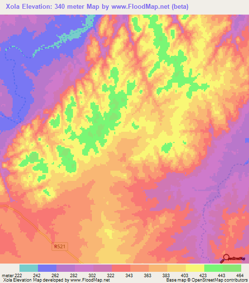 Xola,Mozambique Elevation Map