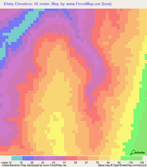 Xitata,Mozambique Elevation Map