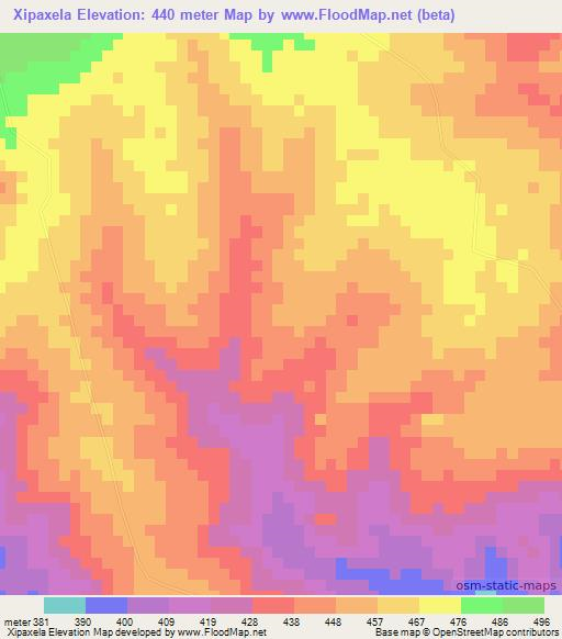 Xipaxela,Mozambique Elevation Map