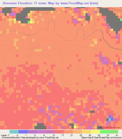 Xinovane,Mozambique Elevation Map