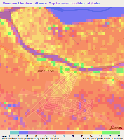 Xinavane,Mozambique Elevation Map