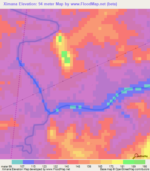 Ximana,Mozambique Elevation Map