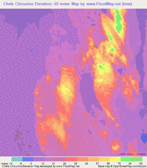 Chefe Chicunine,Mozambique Elevation Map