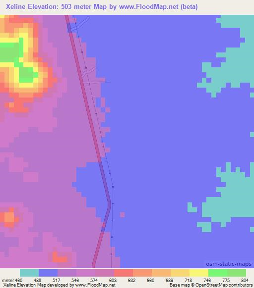 Xeline,Mozambique Elevation Map