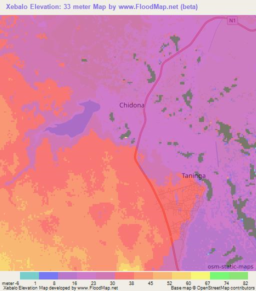 Xebalo,Mozambique Elevation Map
