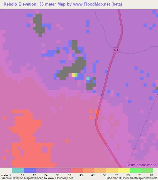 Xebalo,Mozambique Elevation Map