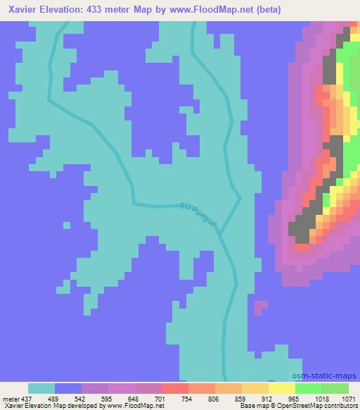 Xavier,Mozambique Elevation Map