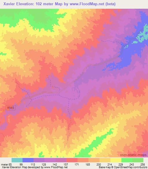 Xavier,Mozambique Elevation Map