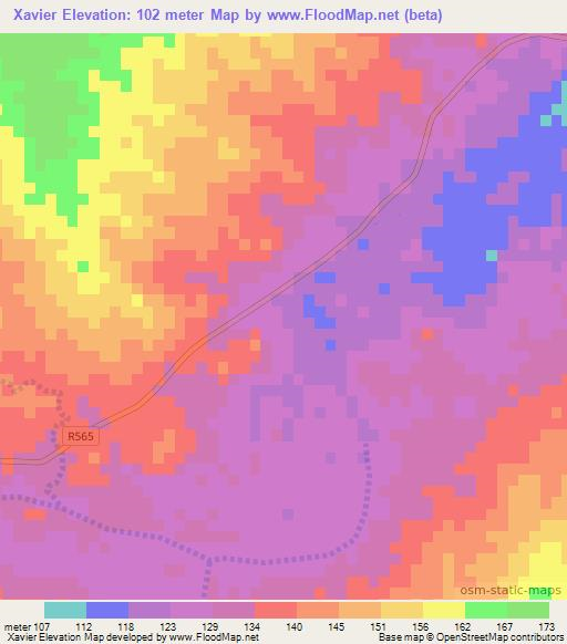 Xavier,Mozambique Elevation Map