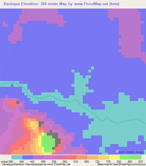 Xavieque,Mozambique Elevation Map
