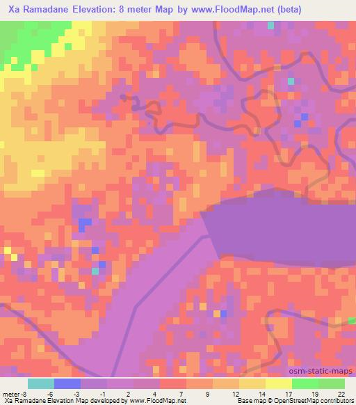 Xa Ramadane,Mozambique Elevation Map