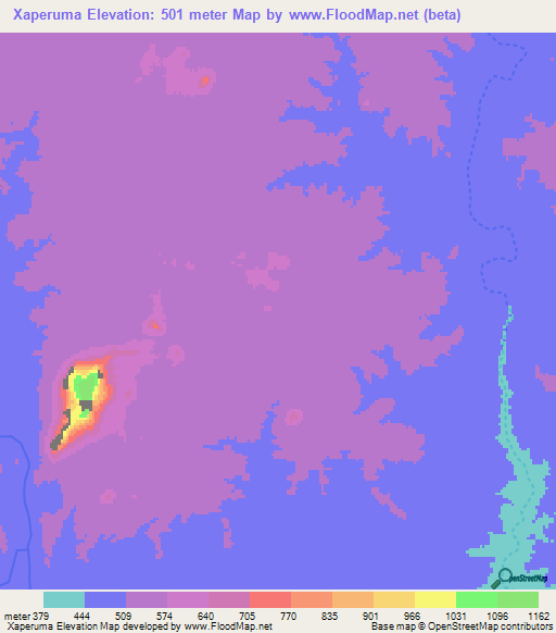 Xaperuma,Mozambique Elevation Map