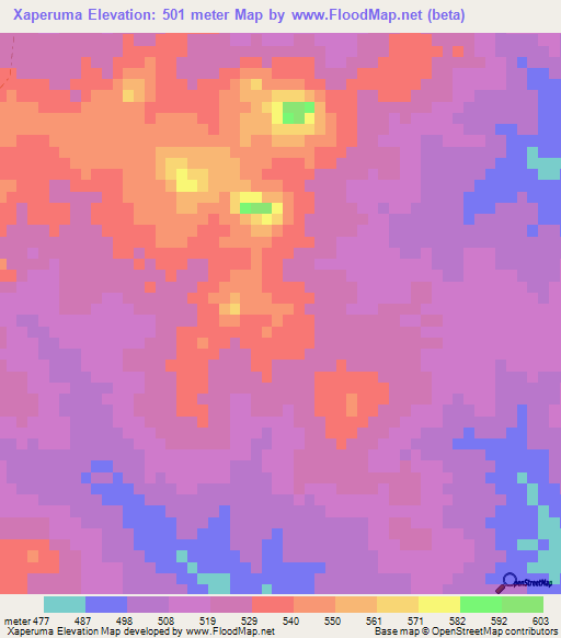 Xaperuma,Mozambique Elevation Map