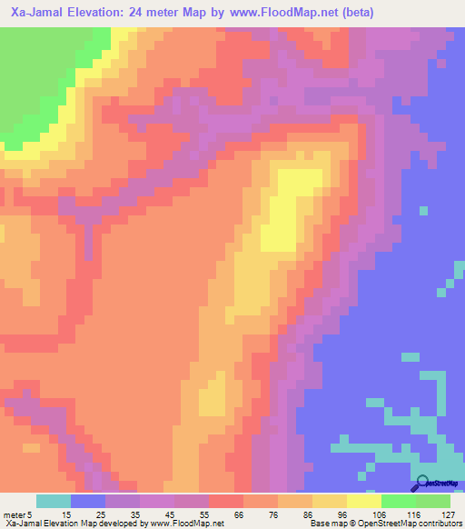 Xa-Jamal,Mozambique Elevation Map