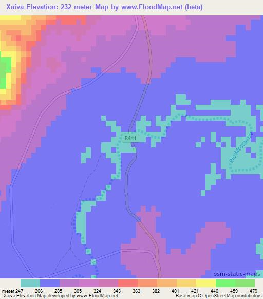 Xaiva,Mozambique Elevation Map