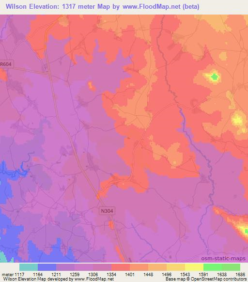 Wilson,Mozambique Elevation Map