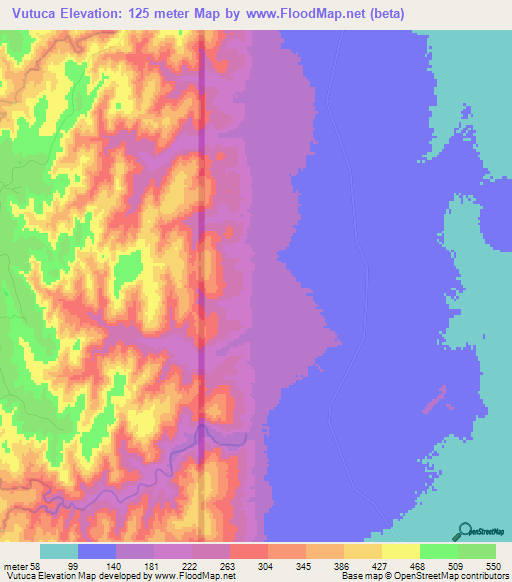 Vutuca,Mozambique Elevation Map