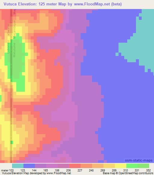 Vutuca,Mozambique Elevation Map