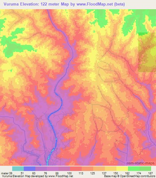 Vuruma,Mozambique Elevation Map