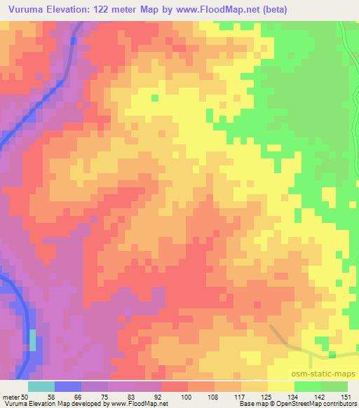 Vuruma,Mozambique Elevation Map