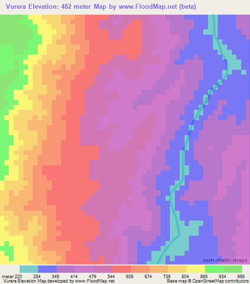 Vurera,Mozambique Elevation Map