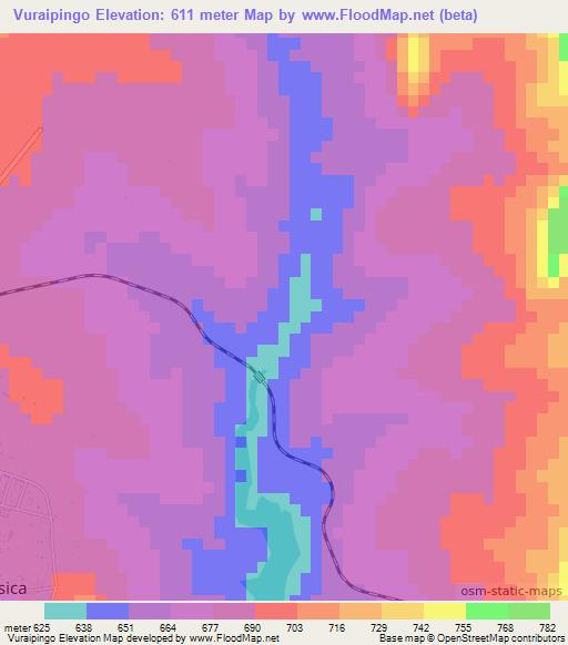 Vuraipingo,Mozambique Elevation Map